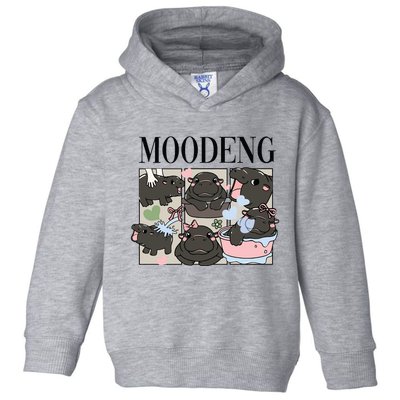 Vintage Moo Deng Bootleg Rap I Love Moo Deng Hippo Lover Toddler Hoodie