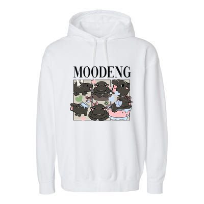 Vintage Moo Deng Bootleg Rap I Love Moo Deng Hippo Lover Garment-Dyed Fleece Hoodie