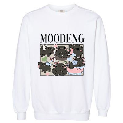 Vintage Moo Deng Bootleg Rap I Love Moo Deng Hippo Lover Garment-Dyed Sweatshirt