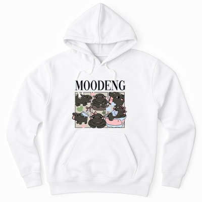 Vintage Moo Deng Bootleg Rap I Love Moo Deng Hippo Lover Hoodie