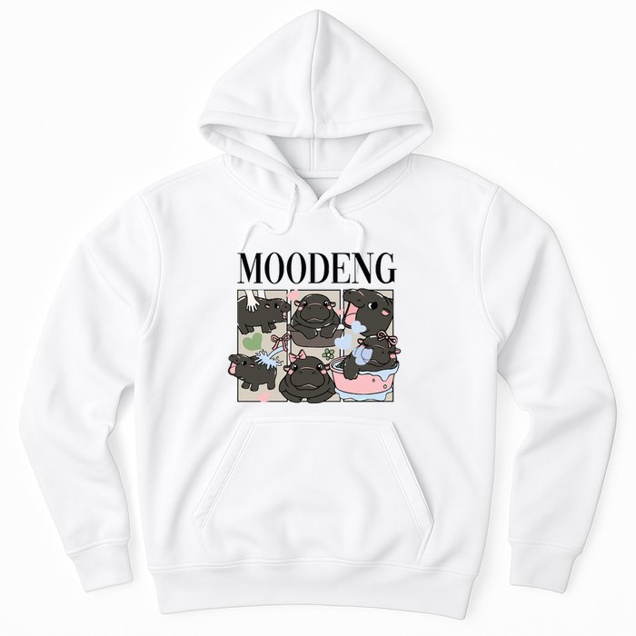 Vintage Moo Deng Bootleg Rap I Love Moo Deng Hippo Lover Hoodie