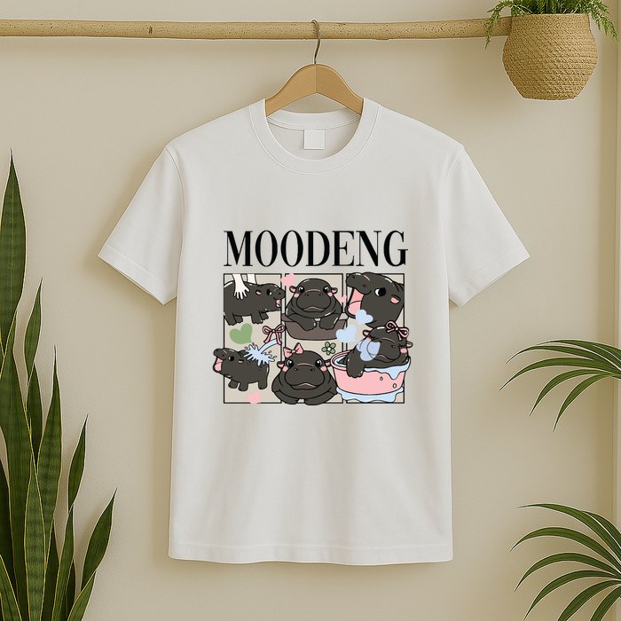 Vintage Moo Deng Bootleg Rap I Love Moo Deng Hippo Lover T-Shirt