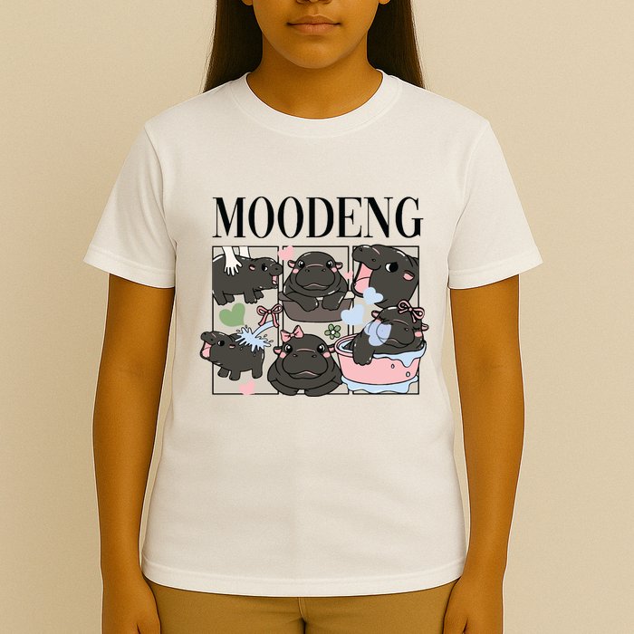 Vintage Moo Deng Bootleg Rap I Love Moo Deng Hippo Lover T-Shirt