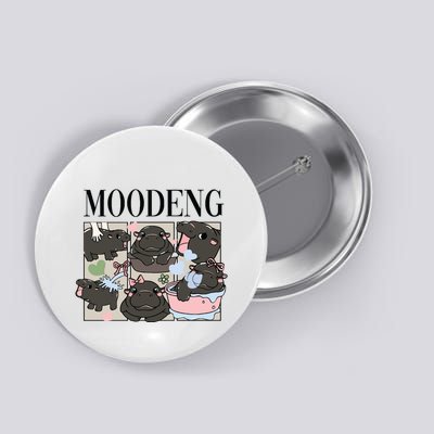 Vintage Moo Deng Bootleg Rap I Love Moo Deng Hippo Lover Button