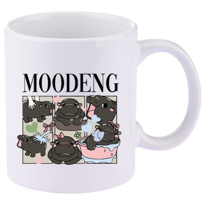 Vintage Moo Deng Bootleg Rap I Love Moo Deng Hippo Lover 11oz C Handle Ceramic Mug