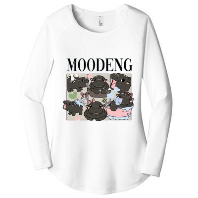 Vintage Moo Deng Bootleg Rap I Love Moo Deng Hippo Lover Women's Perfect Tri Tunic Long Sleeve Shirt