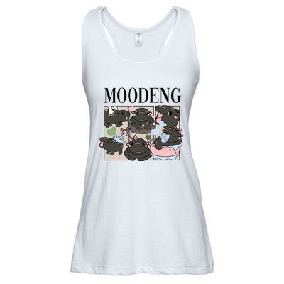 Vintage Moo Deng Bootleg Rap I Love Moo Deng Hippo Lover Ladies Essential Flowy Tank