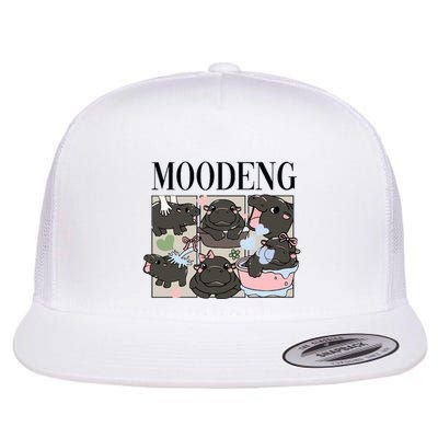 Vintage Moo Deng Bootleg Rap I Love Moo Deng Hippo Lover Flatbill Hat