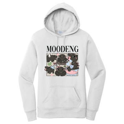 Vintage Moo Deng Bootleg Rap I Love Moo Deng Hippo Lover Women's Pullover Hoodie