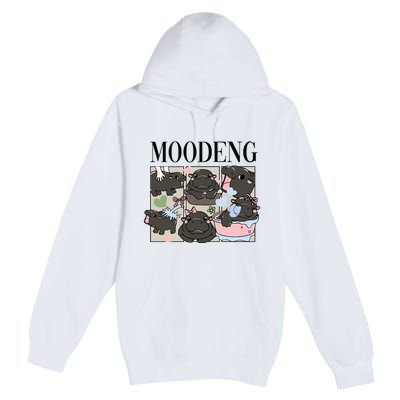Vintage Moo Deng Bootleg Rap I Love Moo Deng Hippo Lover Premium Pullover Hoodie