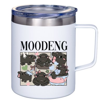 Vintage Moo Deng Bootleg Rap I Love Moo Deng Hippo Lover 12oz Stainless Steel Coffee Mug