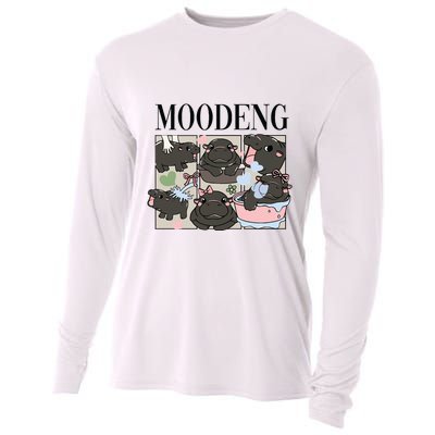 Vintage Moo Deng Bootleg Rap I Love Moo Deng Hippo Lover Cooling Performance Long Sleeve Crew