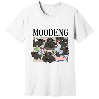 Vintage Moo Deng Bootleg Rap I Love Moo Deng Hippo Lover Premium T-Shirt