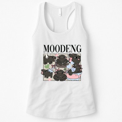 Vintage Moo Deng Bootleg Rap I Love Moo Deng Hippo Lover Womens Tank Top