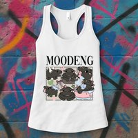 Vintage Moo Deng Bootleg Rap I Love Moo Deng Hippo Lover Womens Tank Top