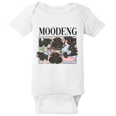 Vintage Moo Deng Bootleg Rap I Love Moo Deng Hippo Lover Baby Bodysuit