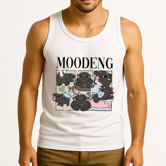 Vintage Moo Deng Bootleg Rap I Love Moo Deng Hippo Lover Tank Top