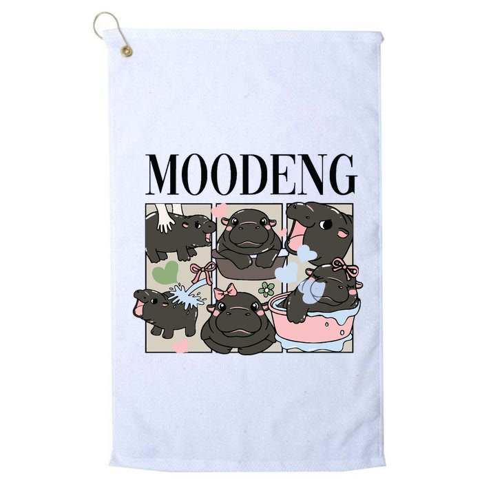 Vintage Moo Deng Bootleg Rap I Love Moo Deng Hippo Lover Golf Towel