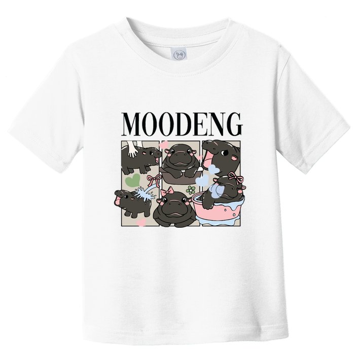 Vintage Moo Deng Bootleg Rap I Love Moo Deng Hippo Lover Toddler T-Shirt