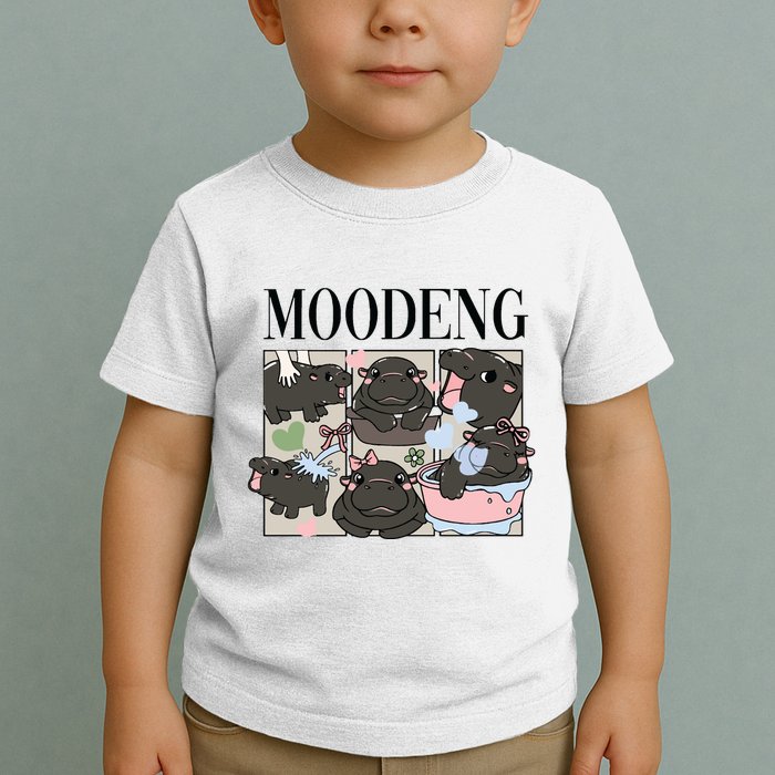 Vintage Moo Deng Bootleg Rap I Love Moo Deng Hippo Lover Toddler T-Shirt