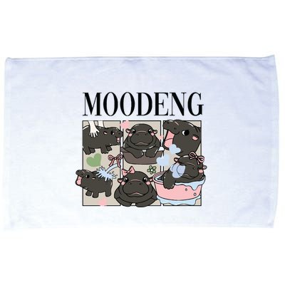 Vintage Moo Deng Bootleg Rap I Love Moo Deng Hippo Lover Microfiber Hand Towel