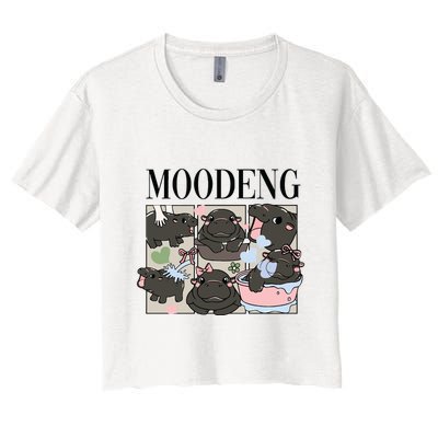 Vintage Moo Deng Bootleg Rap I Love Moo Deng Hippo Lover Crop Top