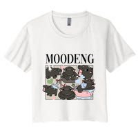 Vintage Moo Deng Bootleg Rap I Love Moo Deng Hippo Lover Crop Top
