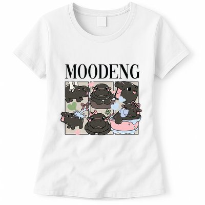 Vintage Moo Deng Bootleg Rap I Love Moo Deng Hippo Lover Womens T-Shirt