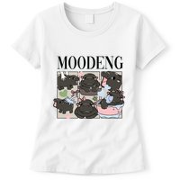 Vintage Moo Deng Bootleg Rap I Love Moo Deng Hippo Lover Womens T-Shirt