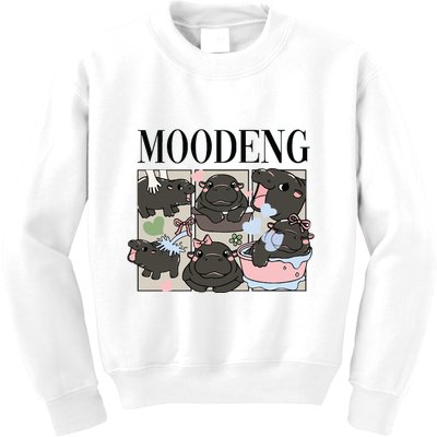Vintage Moo Deng Bootleg Rap I Love Moo Deng Hippo Lover Kids Sweatshirt