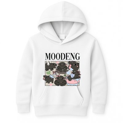 Vintage Moo Deng Bootleg Rap I Love Moo Deng Hippo Lover Kids Hoodie