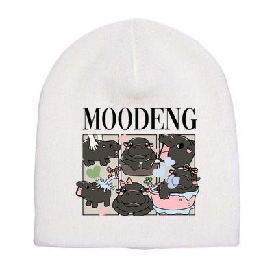 Vintage Moo Deng Bootleg Rap I Love Moo Deng Hippo Lover Short Acrylic Beanie