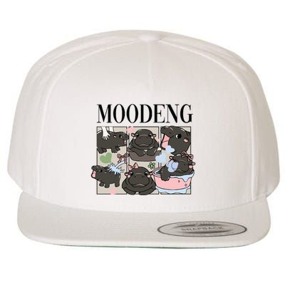 Vintage Moo Deng Bootleg Rap I Love Moo Deng Hippo Lover Wool Snapback Cap