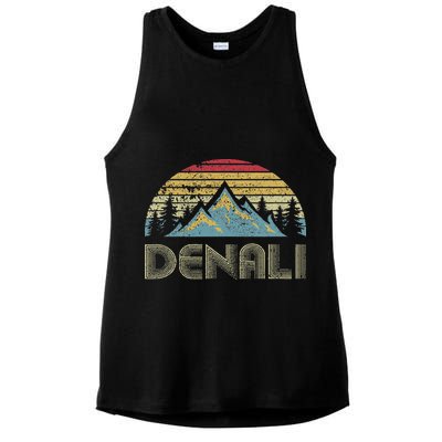 Vintage Mt. Denali National Park Alaska Mountain Ladies PosiCharge Tri-Blend Wicking Tank