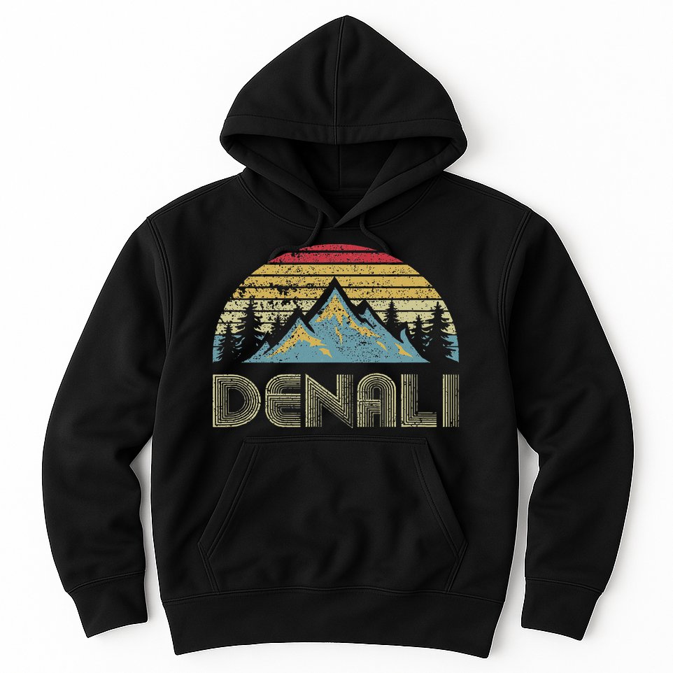 Vintage Mt. Denali National Park Alaska Mountain Hoodie