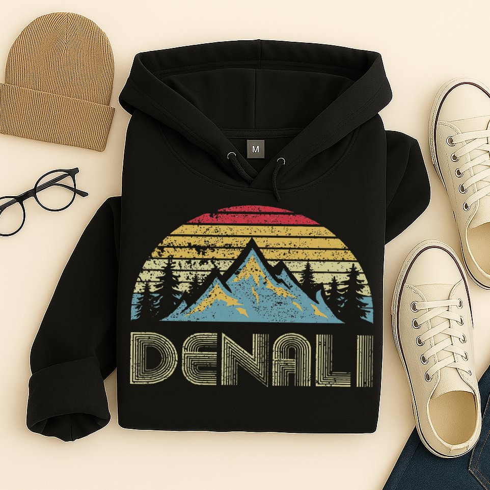 Vintage Mt. Denali National Park Alaska Mountain Hoodie