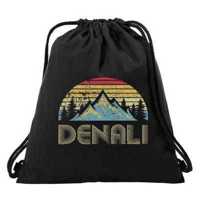 Vintage Mt. Denali National Park Alaska Mountain Drawstring Bag
