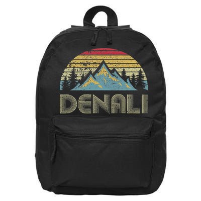 Vintage Mt. Denali National Park Alaska Mountain 16 in Basic Backpack