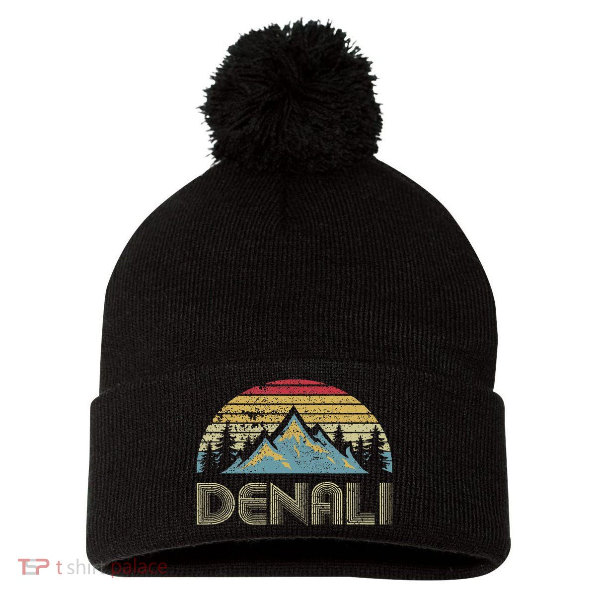 Vintage Mt. Denali National Park Alaska Mountain Pom Pom 12in Knit Beanie