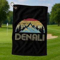 Vintage Mt. Denali National Park Alaska Mountain Golf Towel