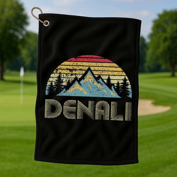 Vintage Mt. Denali National Park Alaska Mountain Golf Towel