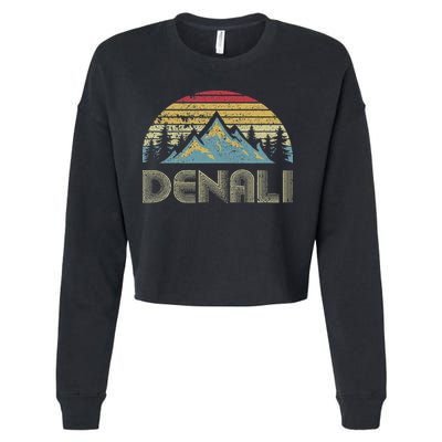 Vintage Mt. Denali National Park Alaska Mountain Cropped Pullover Crew