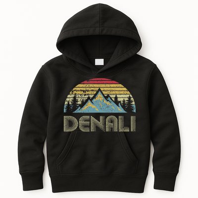Vintage Mt. Denali National Park Alaska Mountain Kids Hoodie