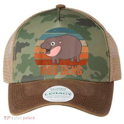 Vintage Moo Deng Baby Hippo Funny Zoo Baby Hippo Gift Legacy Tie Dye Trucker Hat