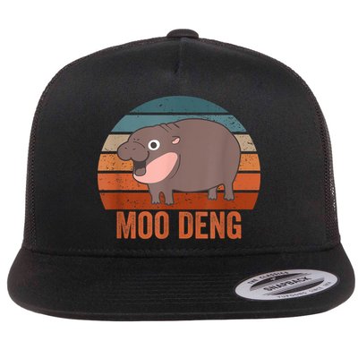 Vintage Moo Deng Baby Hippo Funny Zoo Baby Hippo Gift Flatbill Hat