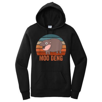 Vintage Moo Deng Baby Hippo Funny Zoo Baby Hippo Gift Women's Pullover Hoodie