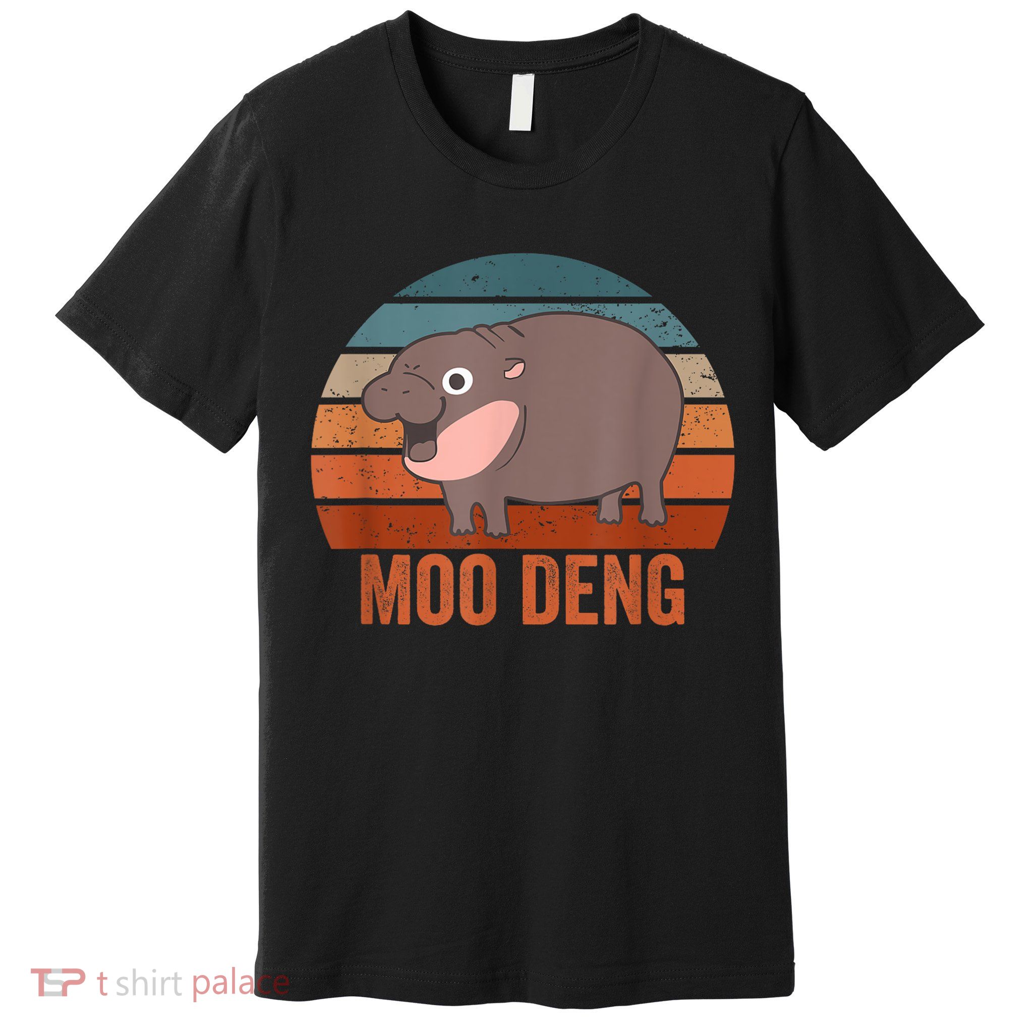 Vintage Moo Deng Baby Hippo Funny Zoo Baby Hippo Gift Premium T-Shirt