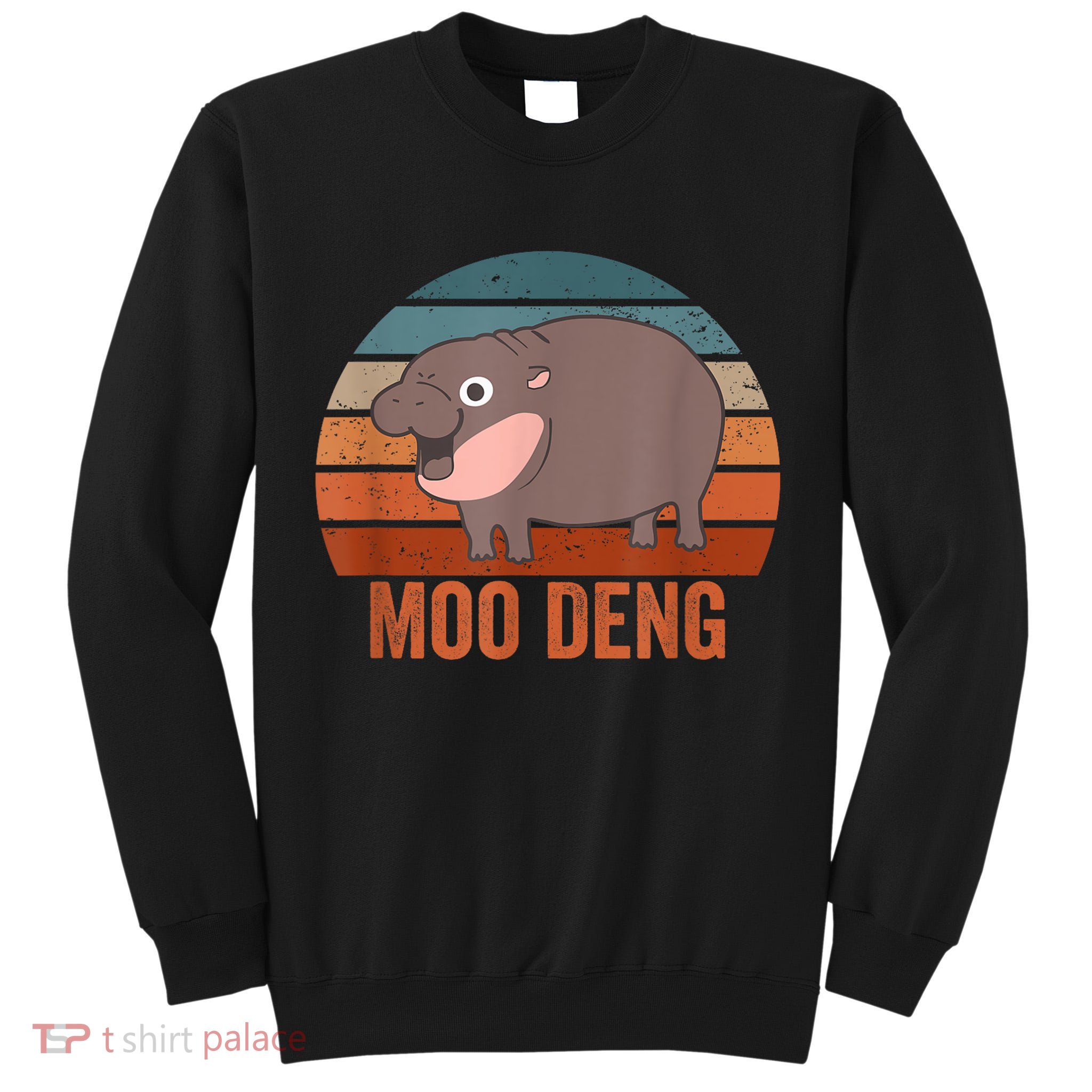 Vintage Moo Deng Baby Hippo Funny Zoo Baby Hippo Gift Tall Sweatshirt