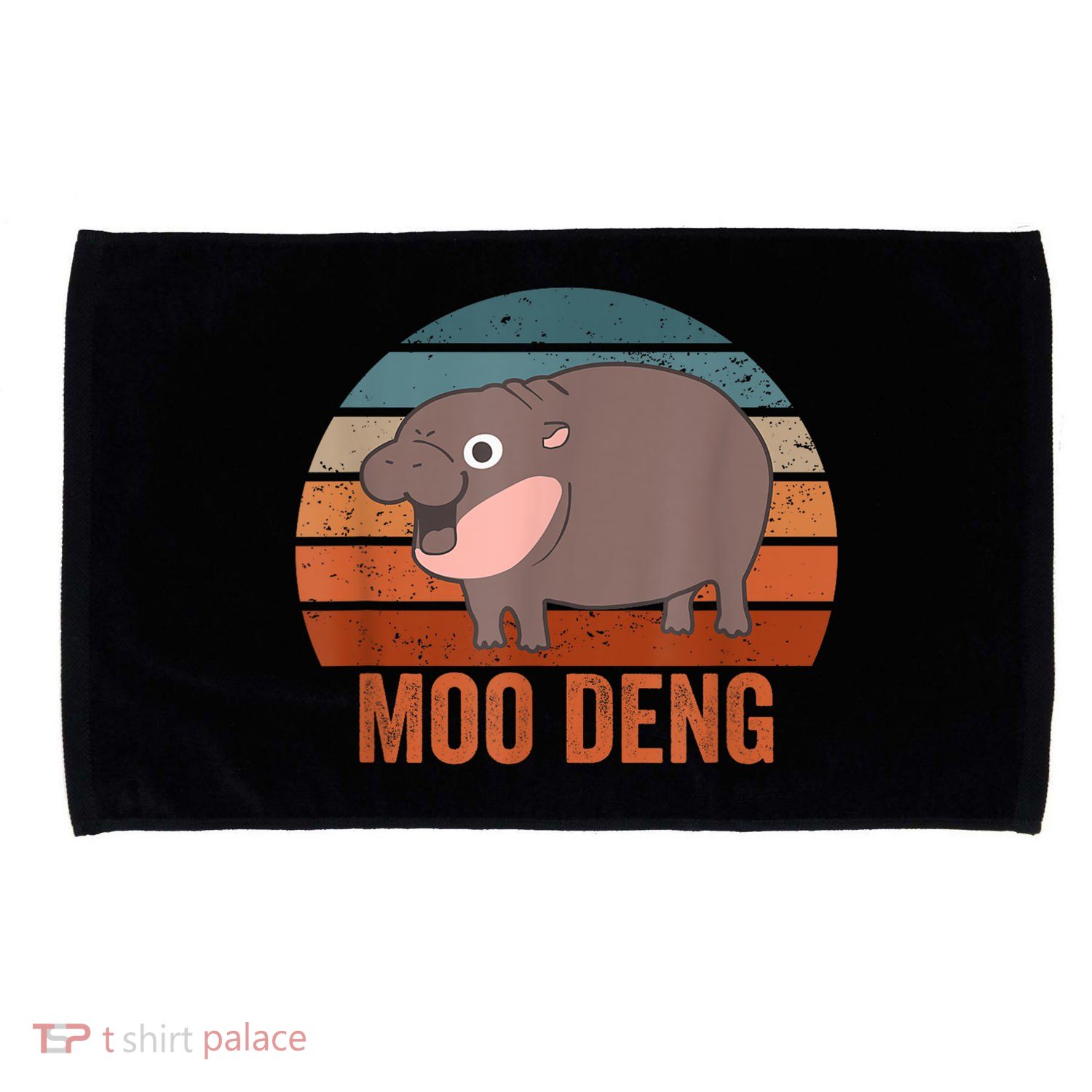 Vintage Moo Deng Baby Hippo Funny Zoo Baby Hippo Gift Microfiber Hand Towel