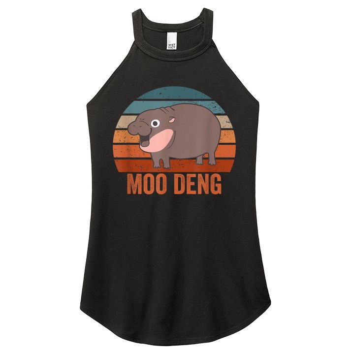Vintage Moo Deng Baby Hippo Funny Zoo Baby Hippo Gift Women's Perfect Tri Rocker Tank